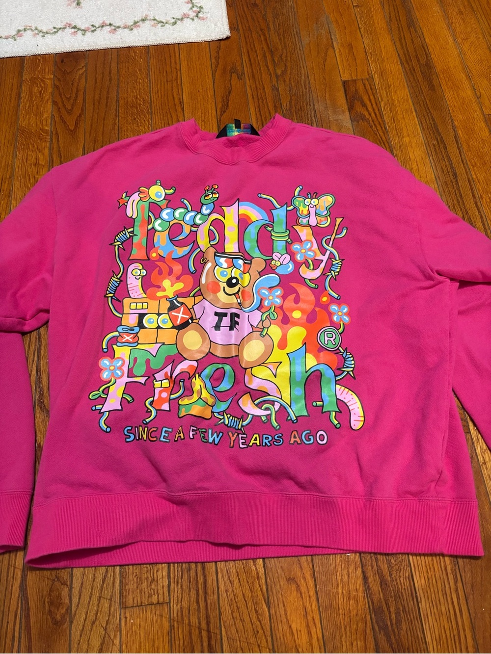 Teddy Fresh Bright Pink Sweatshirt with Colorful Bear Graphic